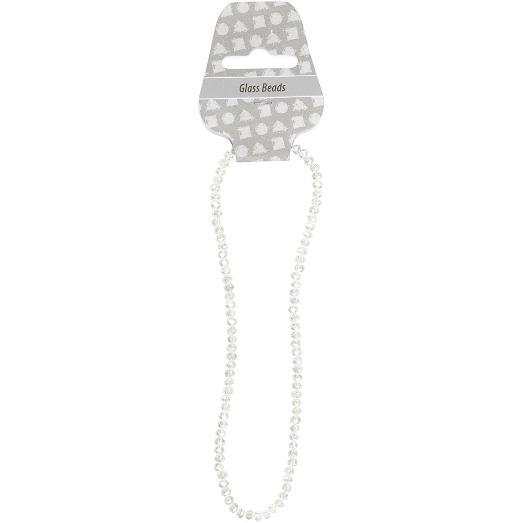 Facetreeritud helmed, suurus 3x4 mm, augu suurus 0,8 mm, kristall, 100 tk/ 1 pakk - Image 2