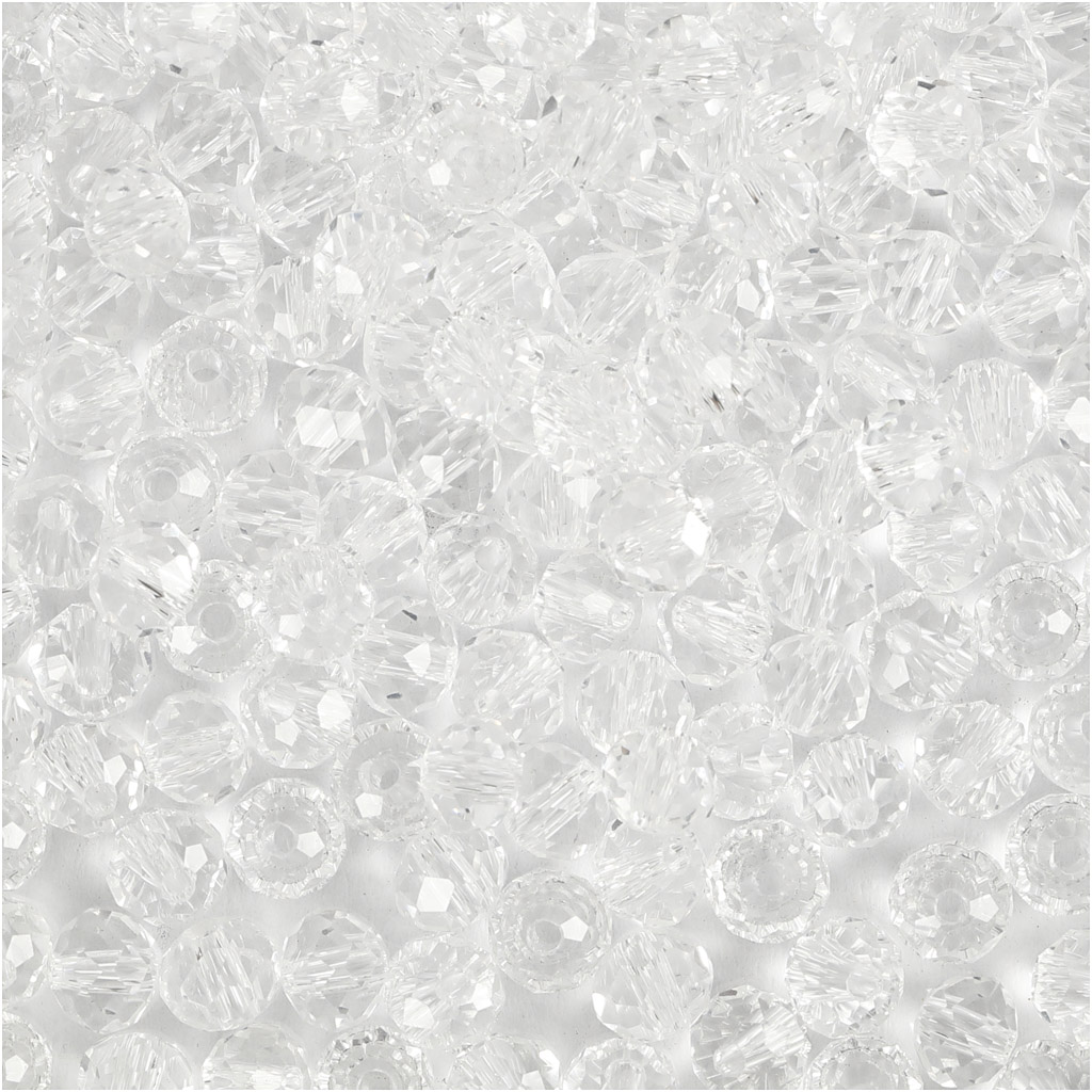 Facetreeritud helmed, suurus 3x4 mm, augu suurus 0,8 mm, kristall, 100 tk/ 1 pakk - Image 3