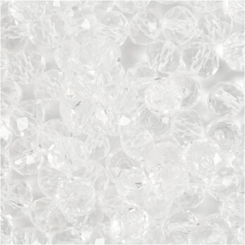 Facetreeritud helmed, suurus 5x6 mm, augu suurus 1 mm, kristall, 100 tk/ 1 pakk
