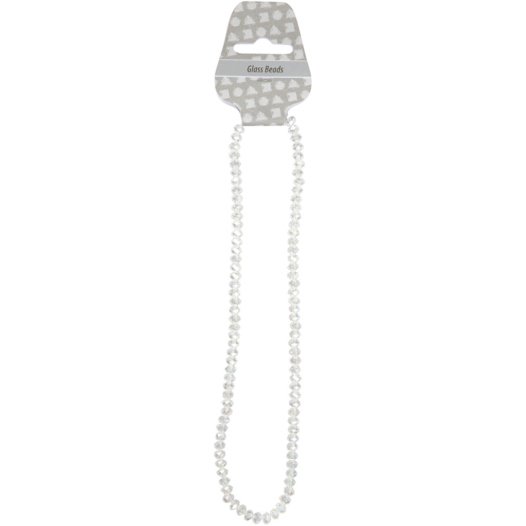 Facetreeritud helmed, suurus 5x6 mm, augu suurus 1 mm, kristall, 100 tk/ 1 pakk - Image 2