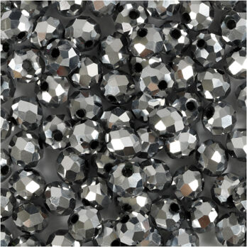 Facettitud helmed, suurus 5x6 mm, augu suurus 1 mm, metallikhall, 100 tk/ 1 pakk