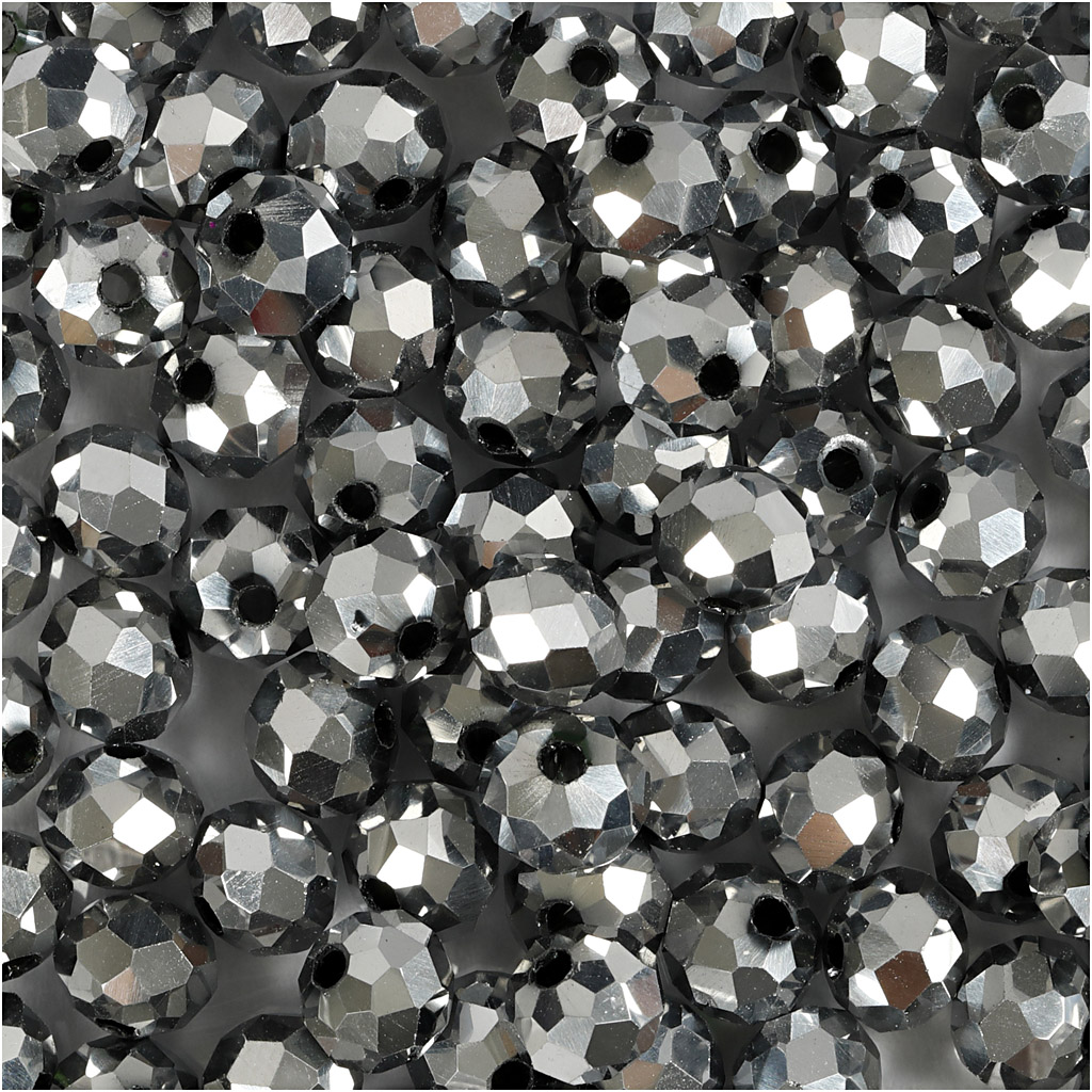 Facettitud helmed, suurus 5x6 mm, augu suurus 1 mm, metallikhall, 100 tk/ 1 pakk - Image 3