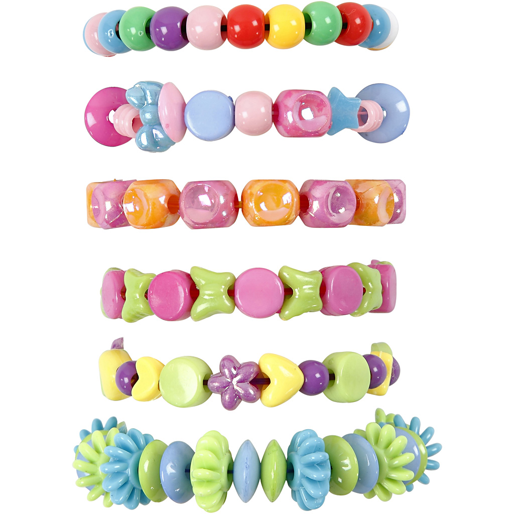 Plastikhelmed ja elastne helminöör, suurus 6-20 mm, augu suurus 1,5-6 mm, ca. 3000 g, 1 pakk - Image 3