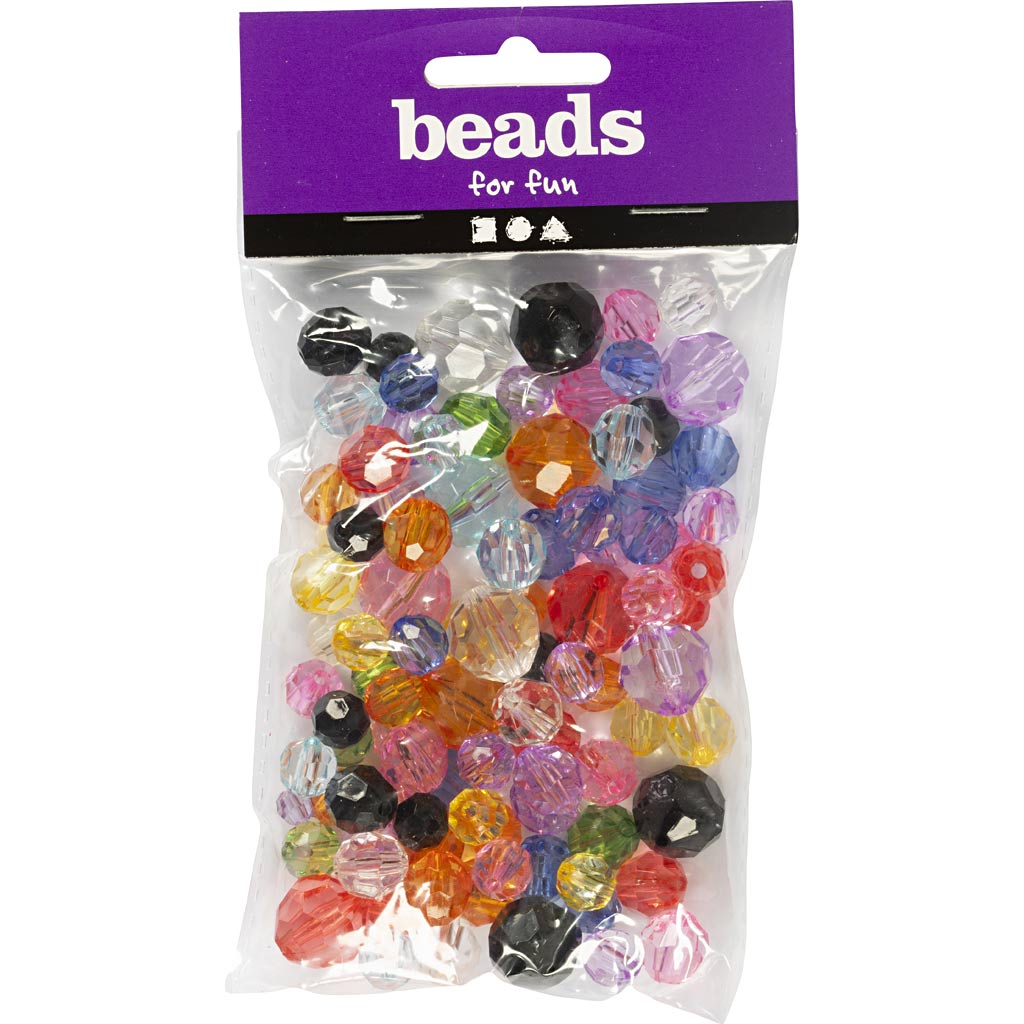 Facettitud helmed, suurus 10-12-16 mm, augu suurus 1-2,5 mm, värvide valik, 75 g, 100 tk/ 1 pakk - Image 2