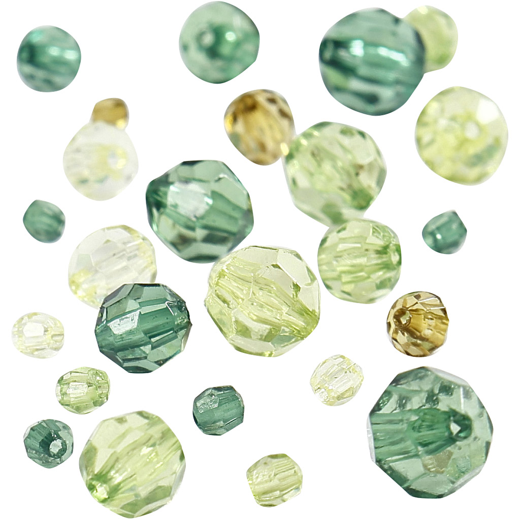Facet helmed, suurus 4-12 mm, augu suurus 1-2,5 mm, ca. 170 tk, roheline glitter, 45 g/ 1 pakk - Image 5