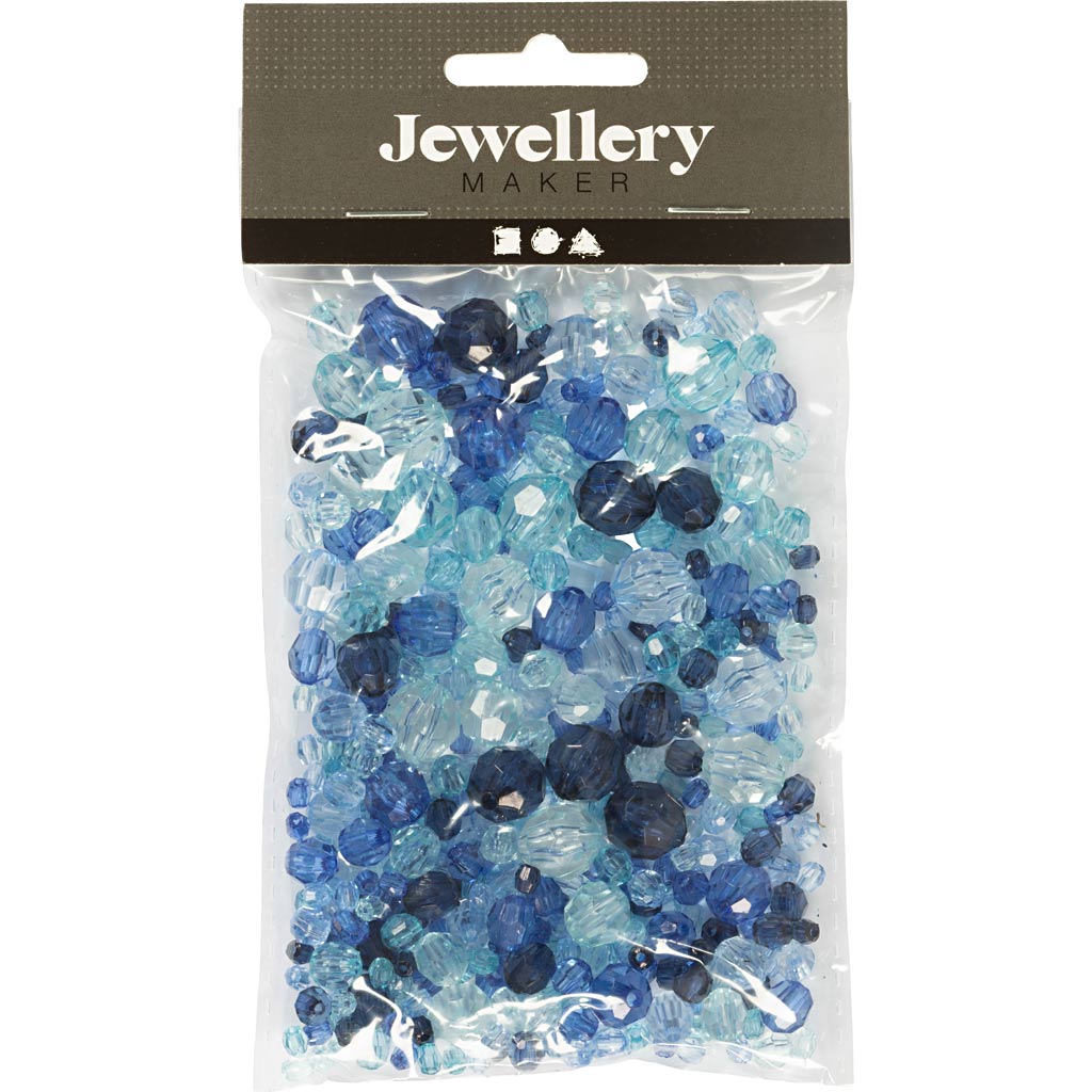 Facet helmed, suurus 4-12 mm, augu suurus 1-2,5 mm, ca. 170 tk, sinine harmoonia, 45 g/ 1 pakk - Image 2