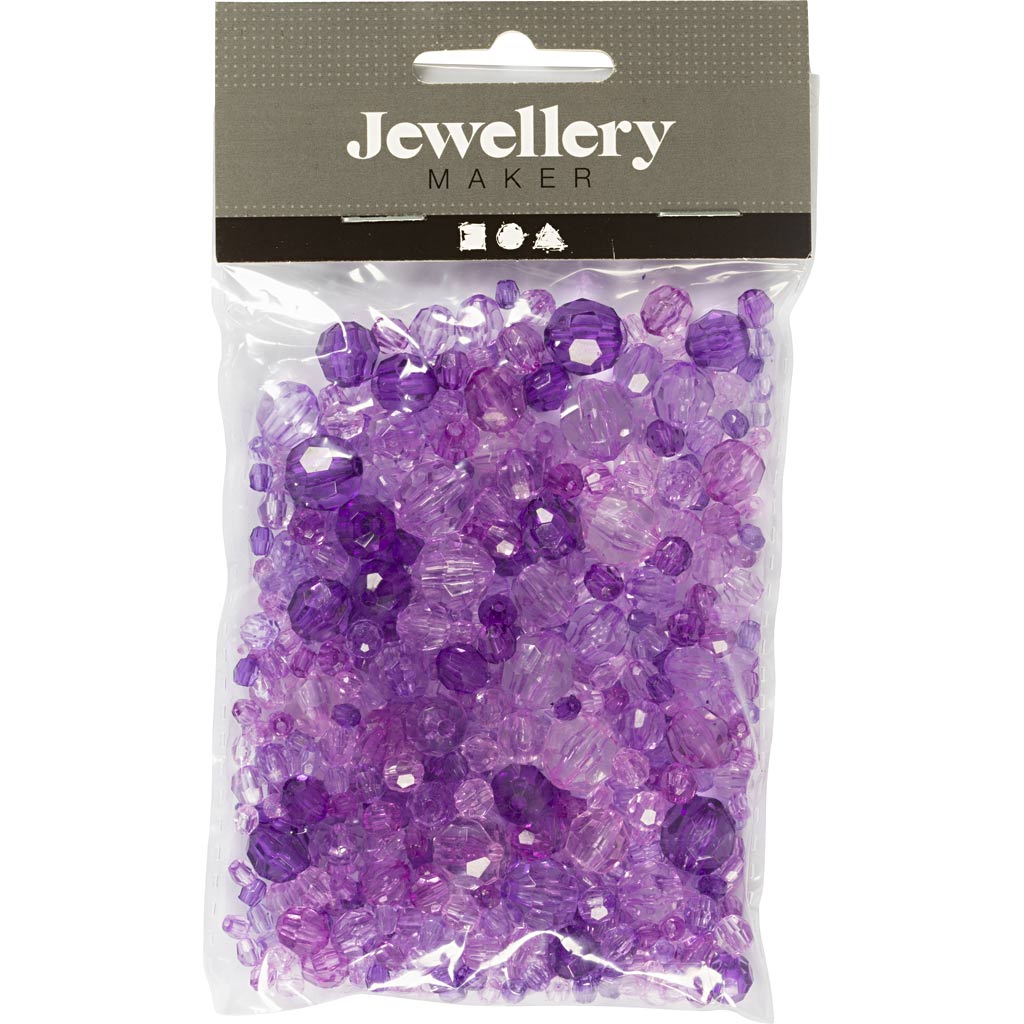 Facet helmed, suurus 4-12 mm, augu suurus 1-2,5 mm, ca. 170 tk, lilla, 45 g/ 1 pakk - Image 2