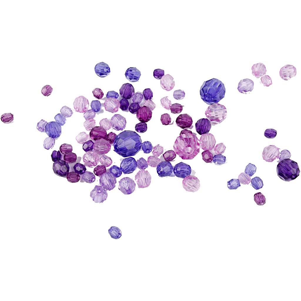 Facet helmed, suurus 4-12 mm, augu suurus 1-2,5 mm, ca. 170 tk, lilla, 45 g/ 1 pakk - Image 4