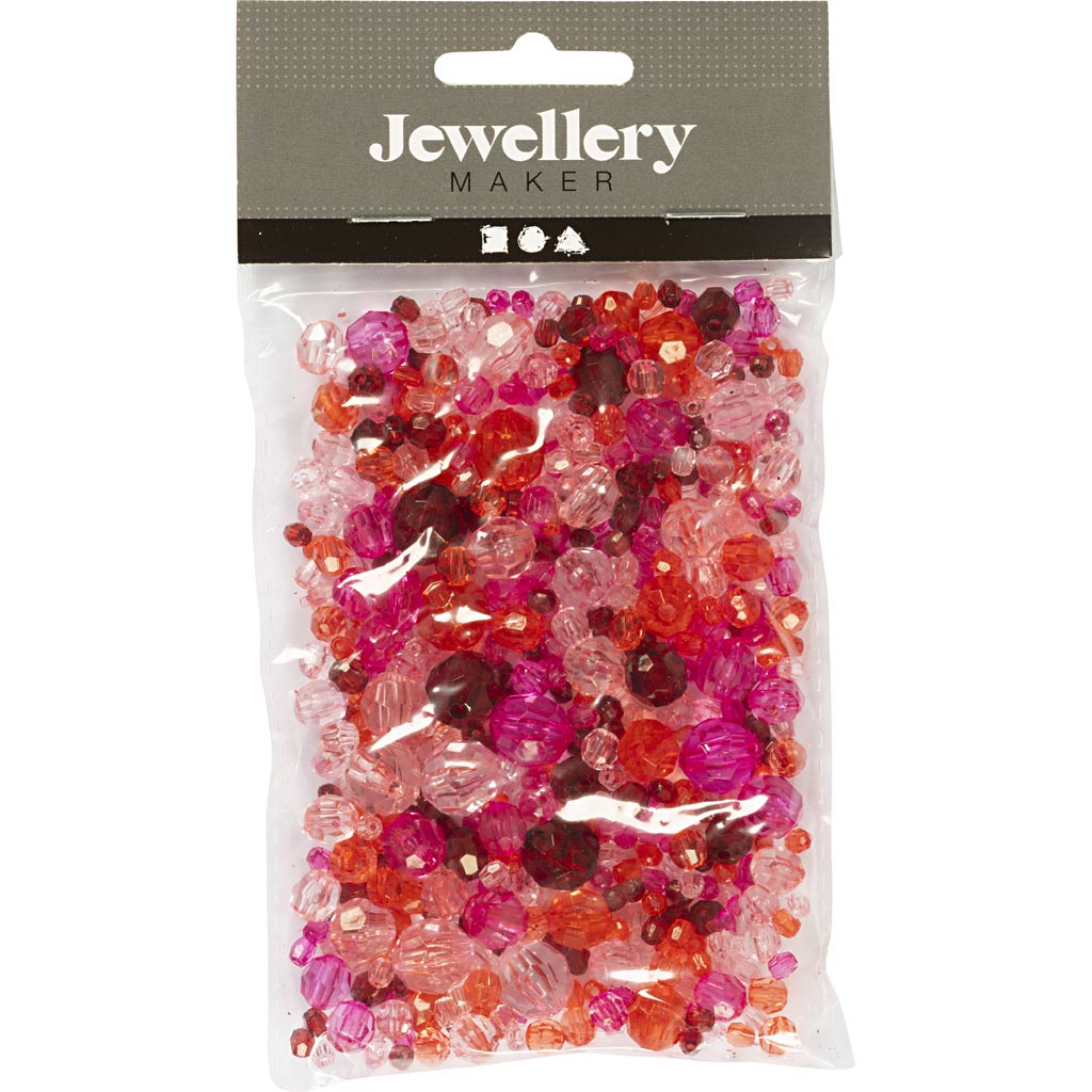 Facet helmed, suurus 4-12 mm, augu suurus 1-2,5 mm, ca. 170 tk, punane harmoonia, 45 g/ 1 pakk - Image 2