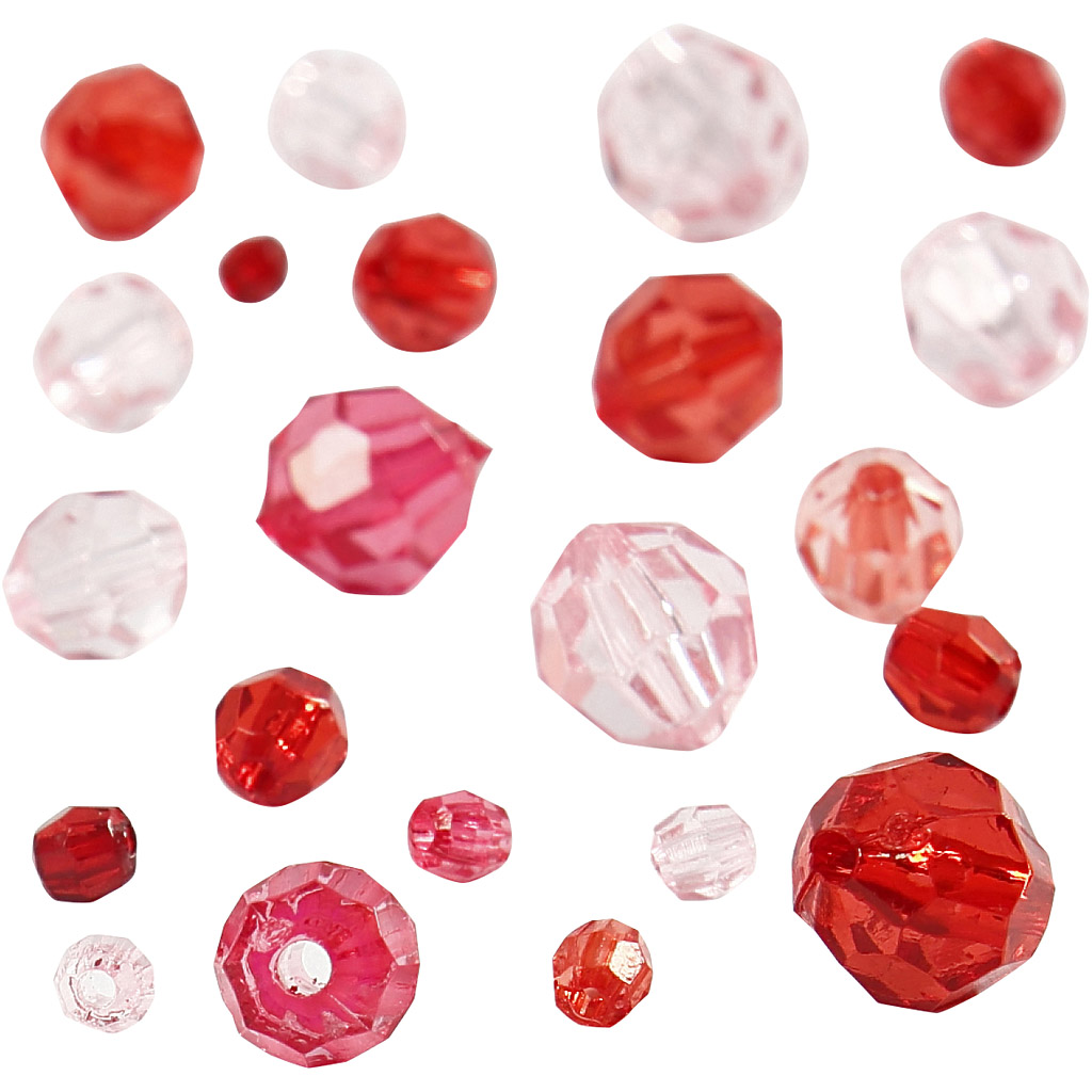 Facet helmed, suurus 4-12 mm, augu suurus 1-2,5 mm, ca. 170 tk, punane harmoonia, 45 g/ 1 pakk - Image 5