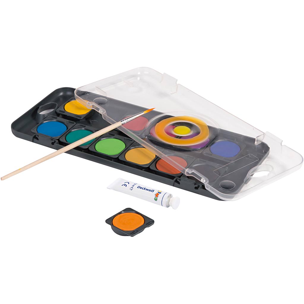 PRIMO akvarellvärvid, dia. 30 mm, erinevad värvid, 12 tk/ 1 pakk