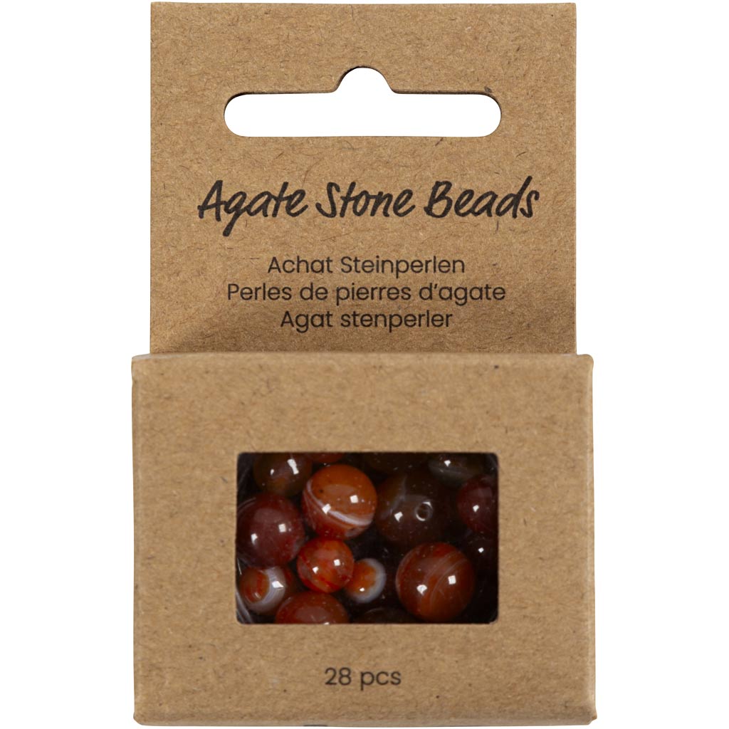 Akaatsed kivihelmed, diameeter. 6+8+10 mm, augu suurus 0,9-1 mm, põletatud oranž, punane, 28 tk/ 1 pakk - Image 2