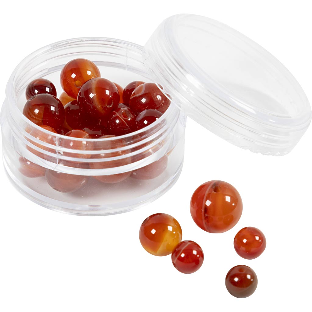 Akaatsed kivihelmed, diameeter. 6+8+10 mm, augu suurus 0,9-1 mm, põletatud oranž, punane, 28 tk/ 1 pakk - Image 4