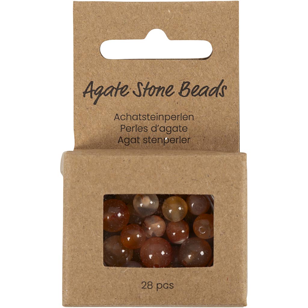 Akaatsed kivihelmed, diameeter. 6+8+10 mm, augu suurus 0,9-1 mm, helepruun, 28 tk/ 1 pakk - Image 2