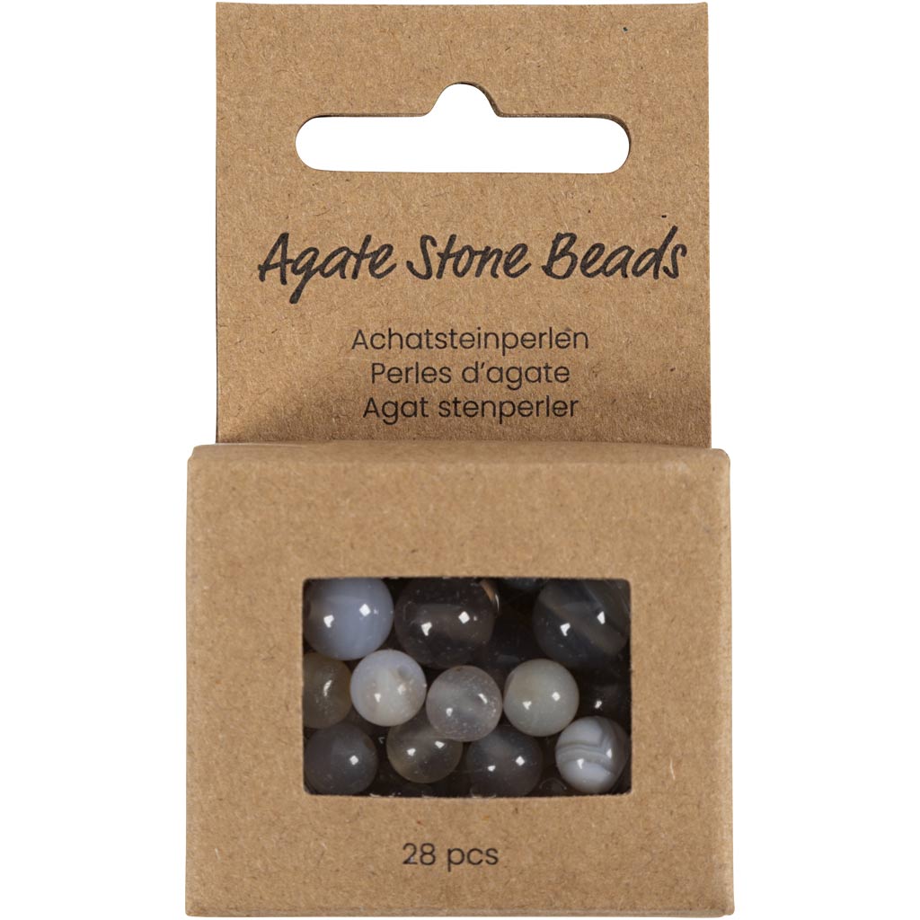 Akaatsed kivihelmed, diameeter. 6+8+10 mm, augu suurus 0,9-1 mm, läbipaistev hall, 28 tk/ 1 pakk - Image 2