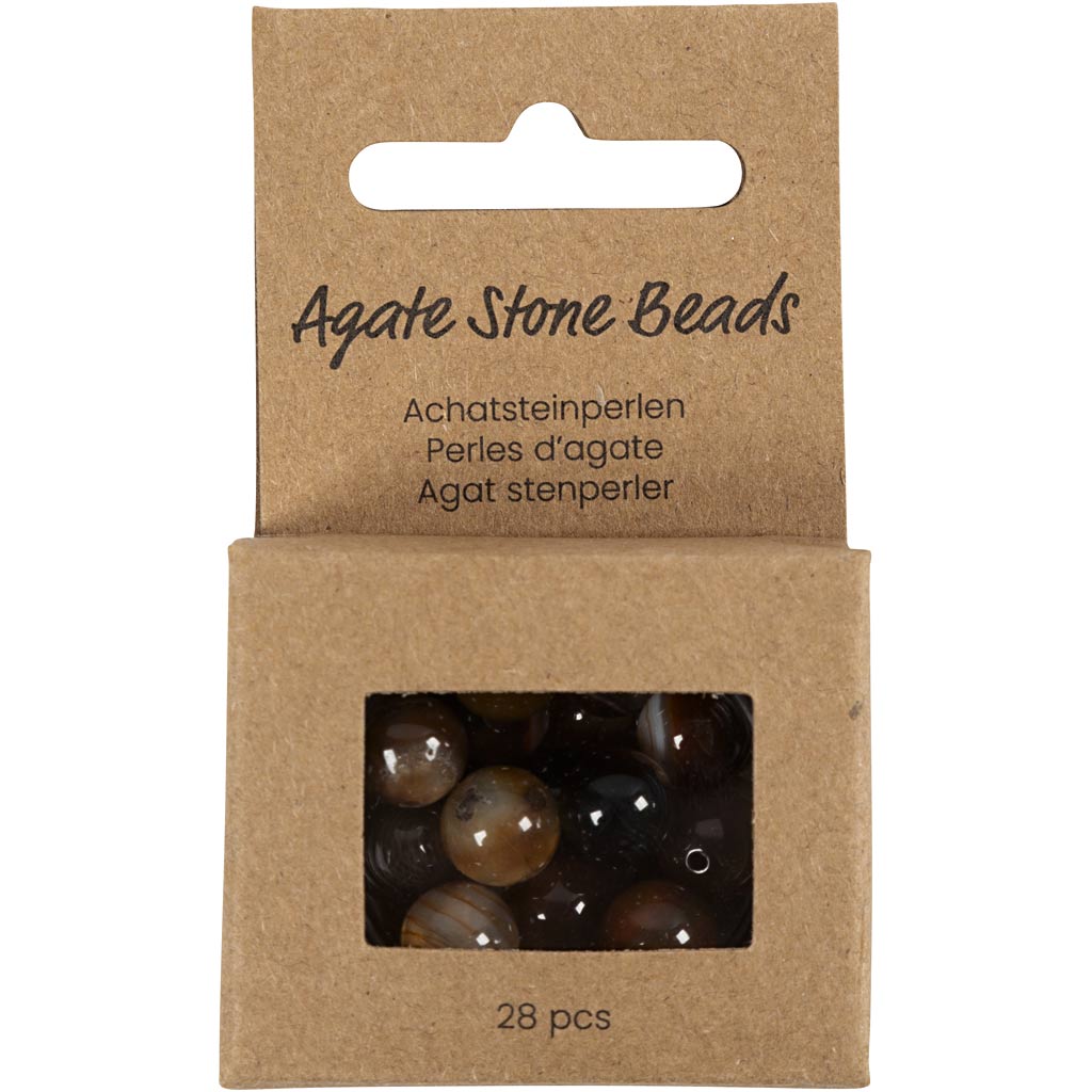 Akaatsed kivihelmed, diameeter. 6+8+10 mm, augu suurus 0,9-1 mm, tumepruun, 28 tk/ 1 pakk - Image 2