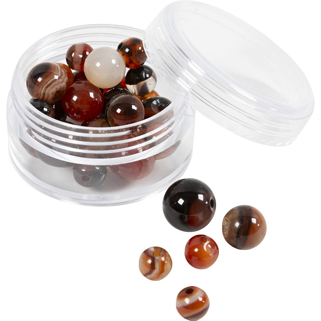 Akaatsed kivihelmed, diameeter. 6+8+10 mm, augu suurus 0,9-1 mm, tumepruun, 28 tk/ 1 pakk - Image 4