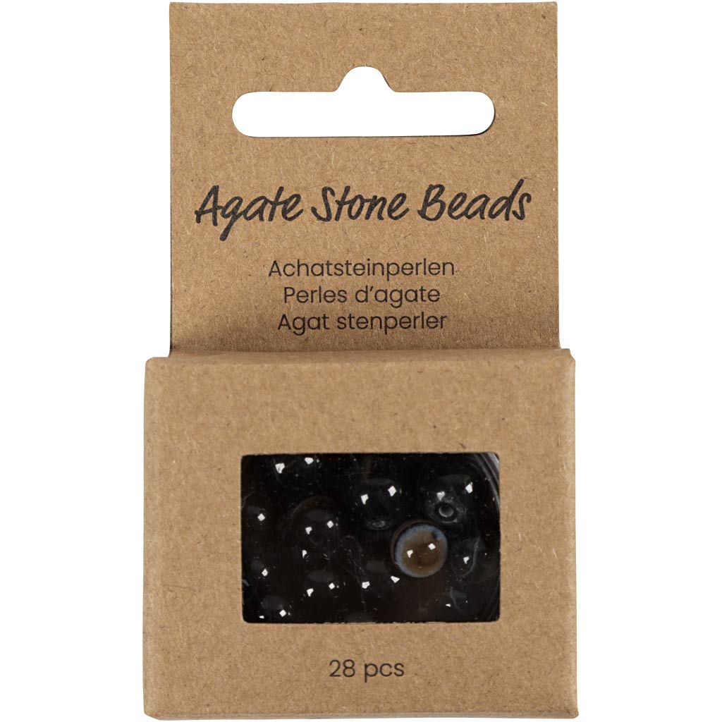 Akaatsed kivihelmed, diameeter. 6+8+10 mm, augu suurus 0,9-1 mm, must, 28 tk/ 1 pakk - Image 2