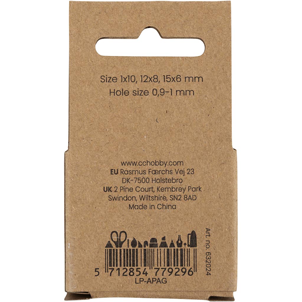 Akaatsed kivihelmed, diameeter. 6+8+10 mm, augu suurus 0,9-1 mm, must, 28 tk/ 1 pakk - Image 3