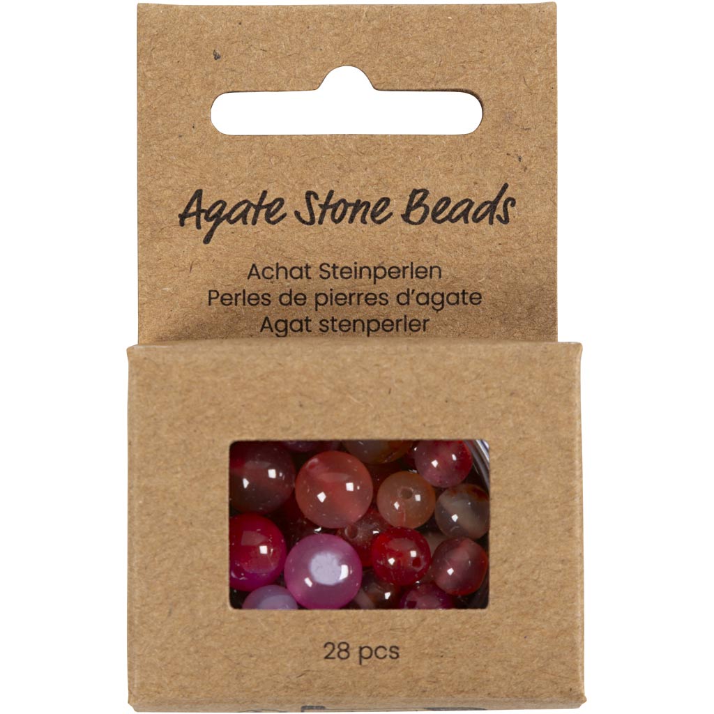 Akaatsed kivihelmed, diameeter. 6+8+10 mm, augu suurus 0,9-1 mm, beež, roosa, 28 tk/ 1 pakk - Image 2