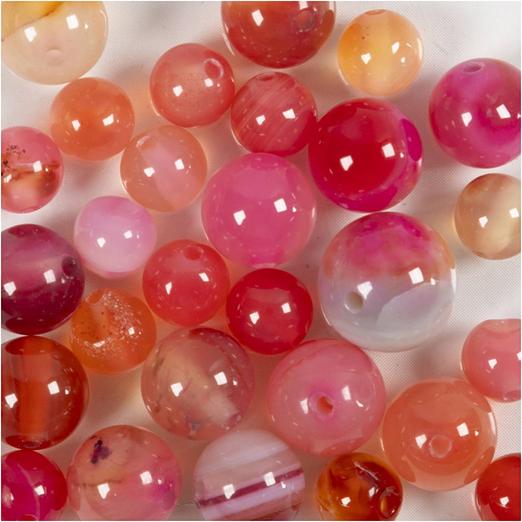 Akaatsed kivihelmed, diameeter. 6+8+10 mm, augu suurus 0,9-1 mm, beež, roosa, 28 tk/ 1 pakk - Image 5