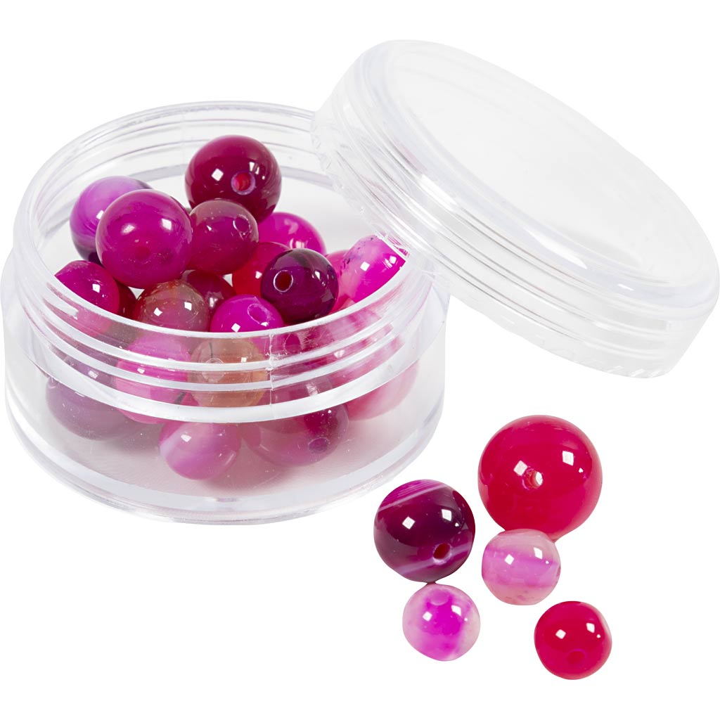 Akaatsed kivihelmed, diameeter. 6+8+10 mm, augu suurus 0,9-1 mm, roosa, 28 tk/ 1 pakk - Image 4