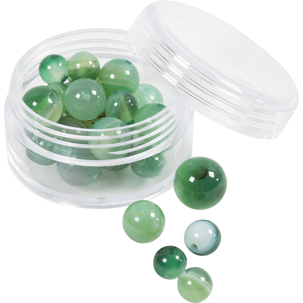 Akaatsed kivihelmed, diameeter. 13+15 mm, augu suurus 0,9-1 mm, läbipaistev roheline, 28 tk/ 1 pakk - Image 4