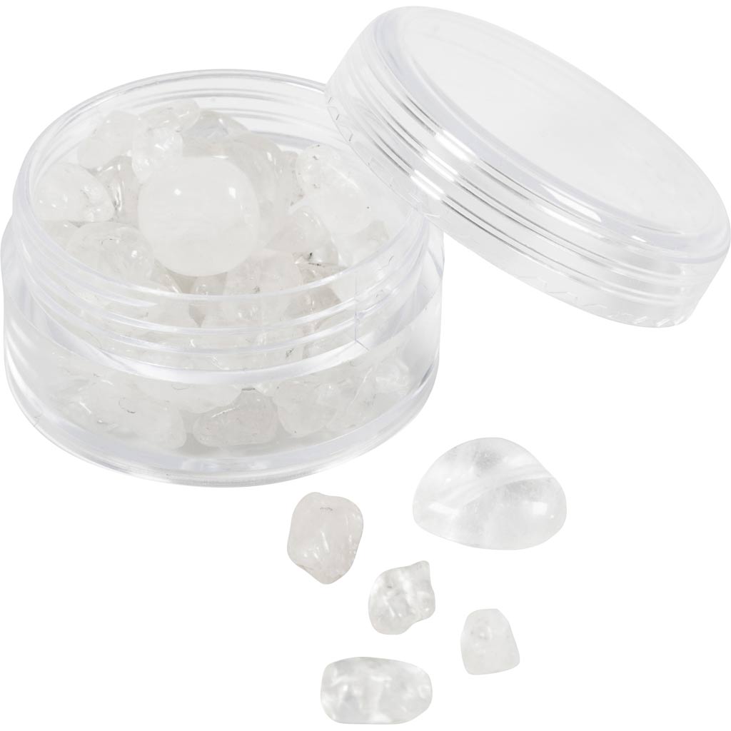 Kristallhelmed, läbipaistev kvarts, diameeter. 7-12 mm, augu suurus 1 mm, läbipaistvad värvid, 63 tk/ 1 pakk - Image 4