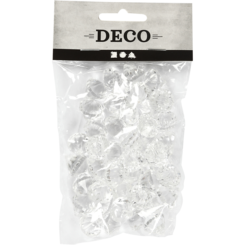 Acylic helmed, suurus 17x16 mm, augu suurus 1,2 mm, läikiv läbipaistev, 43 tk/ 1 pakk - Image 2