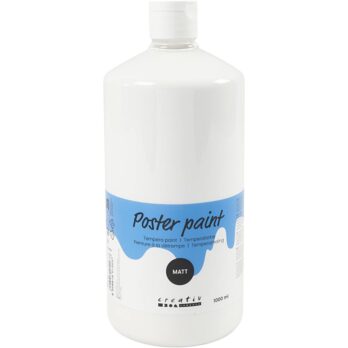 Plakatvärv Matte, valge, 1000 ml/ 1 pudel