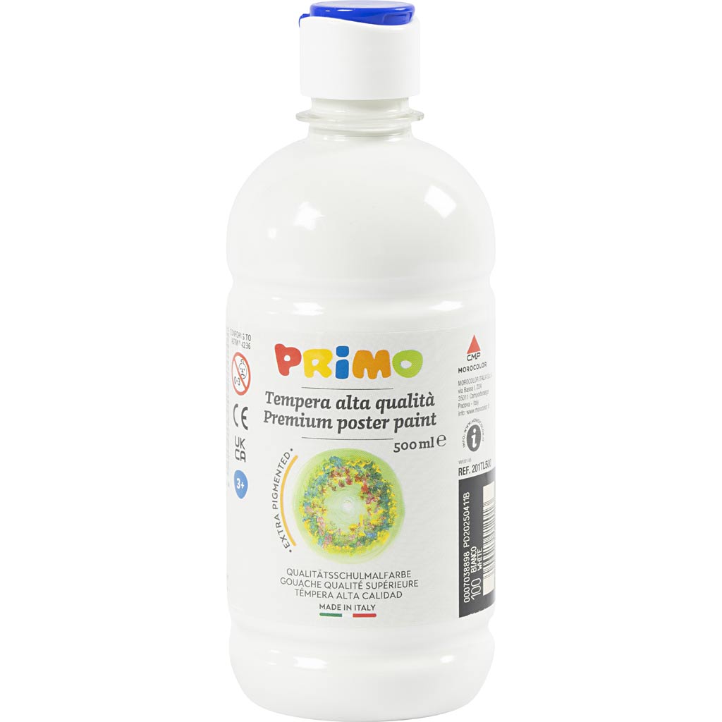 Plakatvärv matt, valge, 500 ml/ 1 pudel