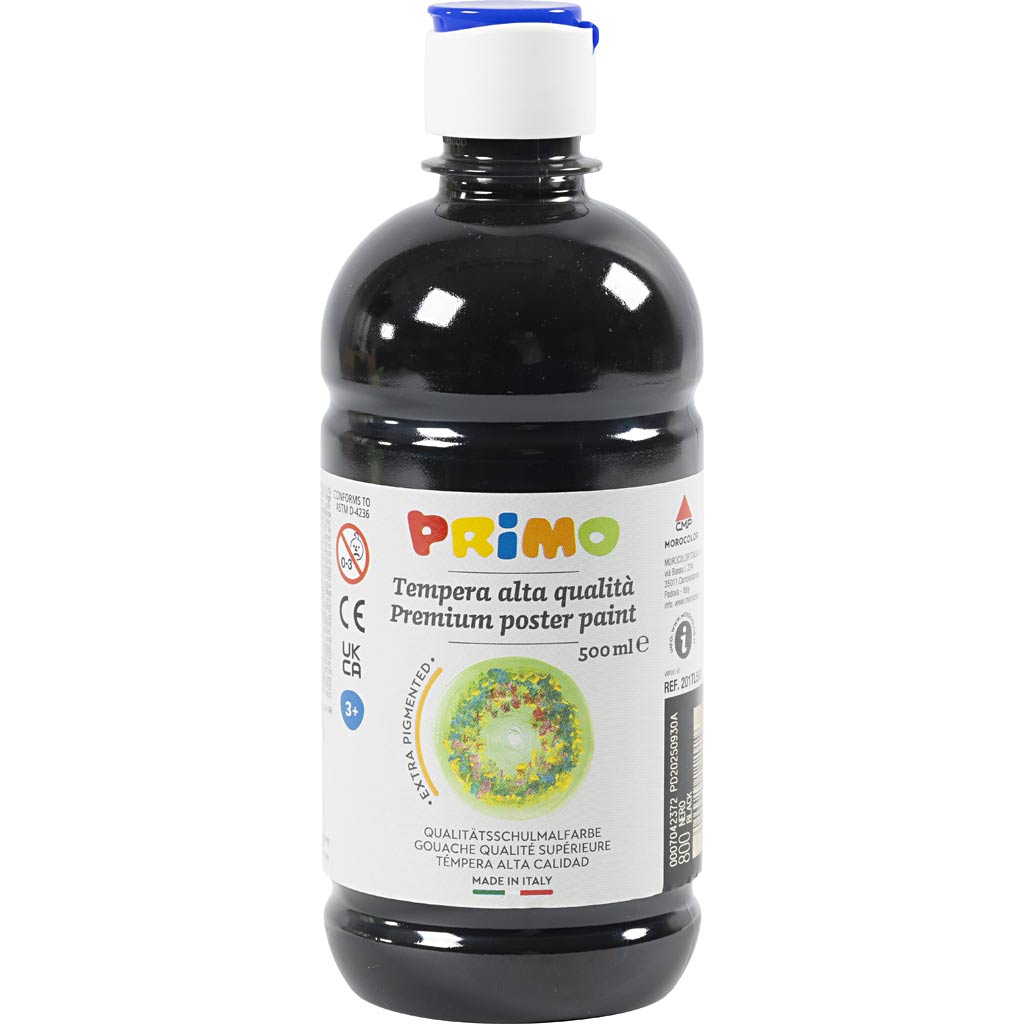 Plakatvärv matt, must, 500 ml/ 1 pudel