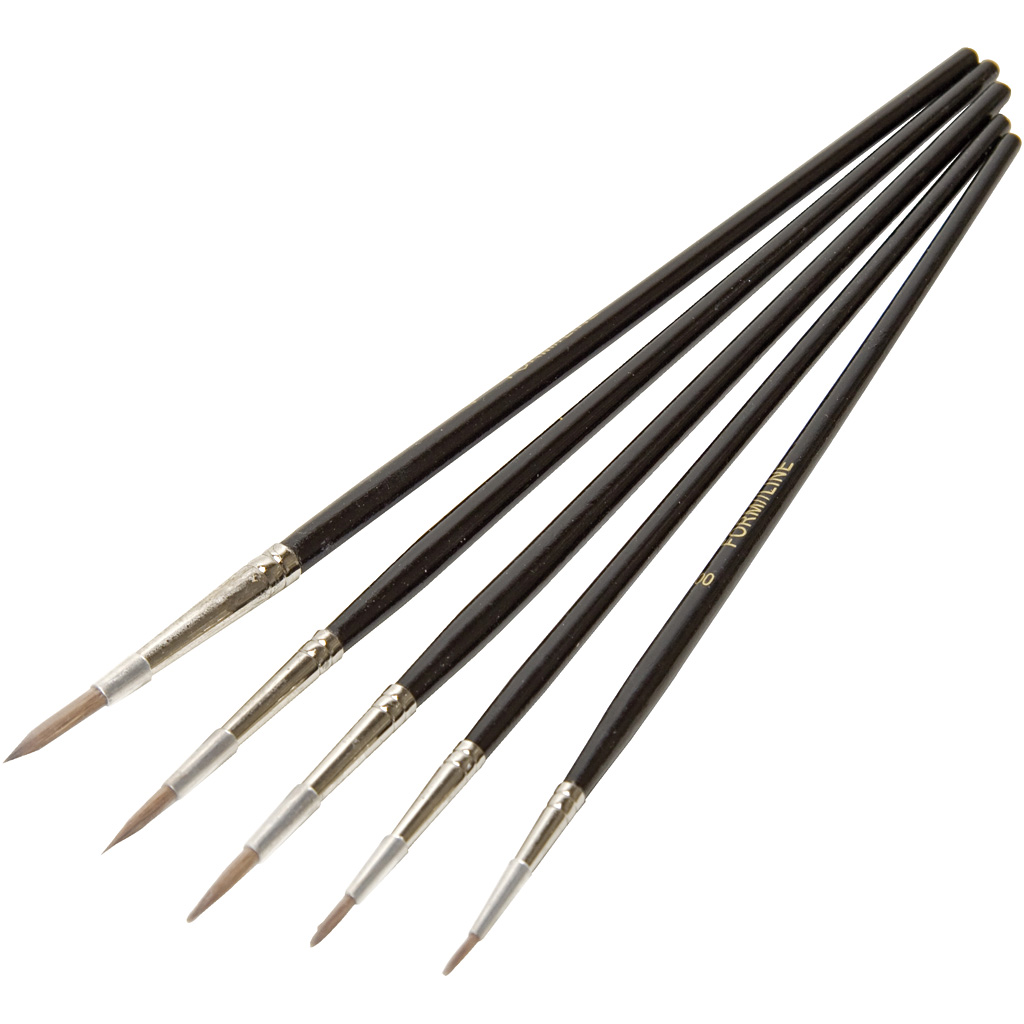 Vesivärvipintslite komplekt, 5 tk/ 1 kott, marjakarva imitatsioonist.