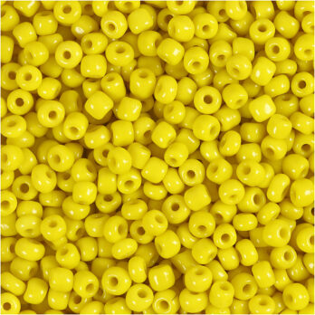 Seed Beads, dia. 3 mm, suurus 8/0, augu suurus 0,6-1,0 mm, kollane, 25 g/ 1 pakk