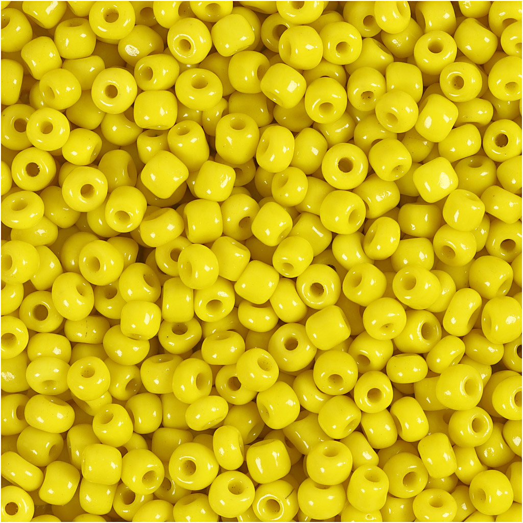 Seed Beads, dia. 3 mm, suurus 8/0, augu suurus 0,6-1,0 mm, kollane, 25 g/ 1 pakk