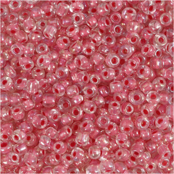 Seed Beads, dia. 3 mm, suurus 8/0, augu suurus 0,6-1,0 mm, roosa keskosa, 25 g/ 1 pakk