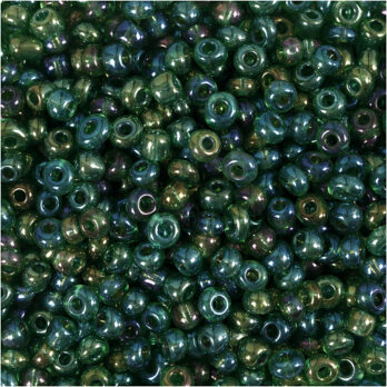 Seed Beads, dia. 3 mm, suurus 8/0, augu suurus 0,6-1,0 mm, roheline õli, 25 g/ 1 pakk