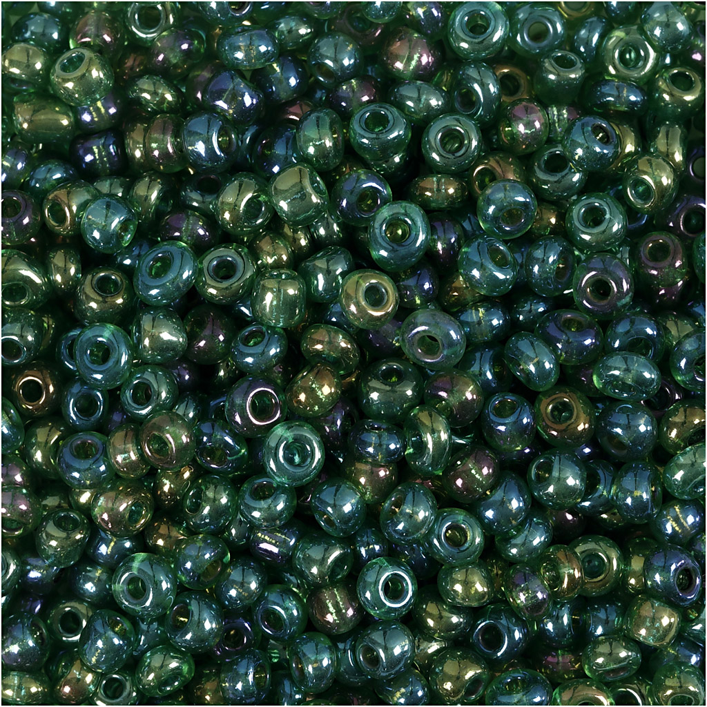 Seed Beads, dia. 3 mm, suurus 8/0, augu suurus 0,6-1,0 mm, roheline õli, 25 g/ 1 pakk - Image 3