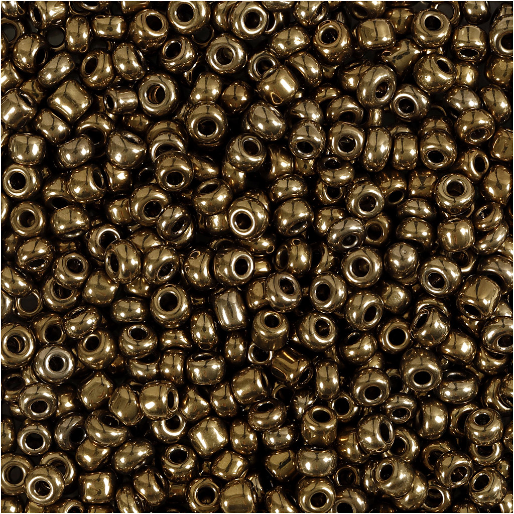 Seed Beads, dia. 3 mm, suurus 8/0, augu suurus 0,6-1,0 mm, pronks, 25 g/ 1 pakk
