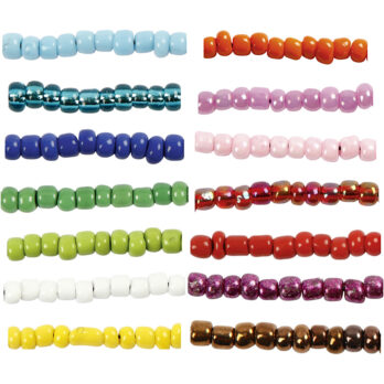 Seed Beads, dia. 3 mm, suurus 8/0, augu suurus 0,6-1,0 mm, värvivalik, 14x25 g/ 1 pakk