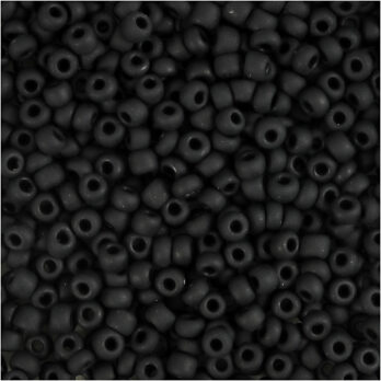 Seed Beads, dia. 3 mm, suurus 8/0, augu suurus 0,6-1,0 mm, matt must, 25 g/ 1 pakk