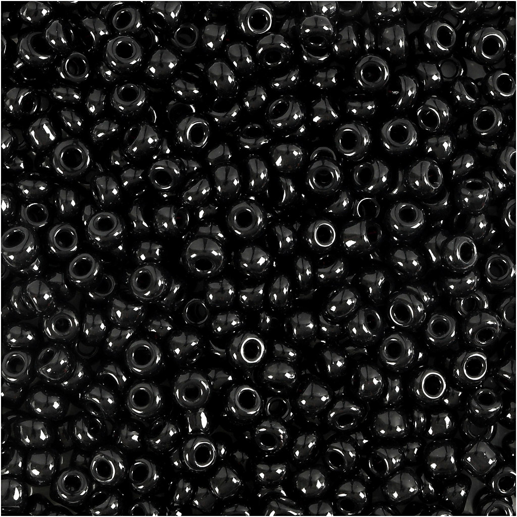 Seed Beads, dia. 3 mm, suurus 8/0, augu suurus 0,6-1,0 mm, must, 500 g/ 1 pakk