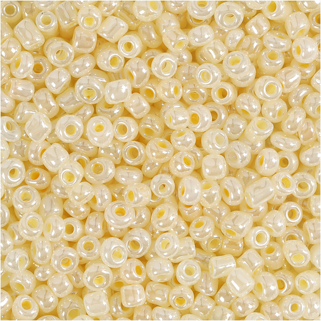 Seed Beads, dia. 3 mm, suurus 8/0, augu suurus 0,6-1,0 mm, elevandiluu, 25 g/ 1 pakk