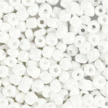 Seed Beads, dia. 4 mm, suurus 6/0, augu suurus 0,9-1,2 mm, valge - pärlmutter, 25 g/ 1 pakk