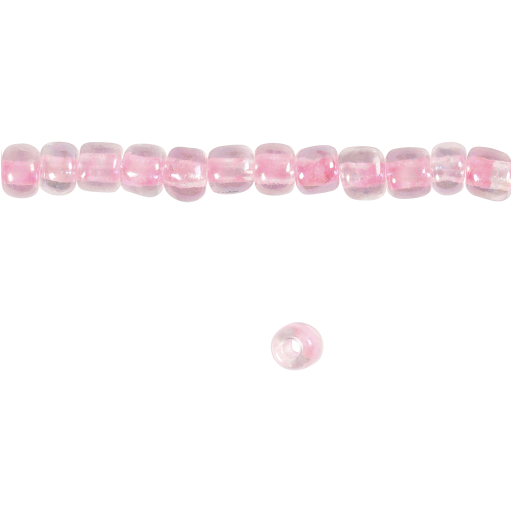 Seed Beads, dia. 4 mm, suurus 6/0, augu suurus 0,9-1,2 mm, roosa keskosa, 25 g/ 1 pakk - Image 3