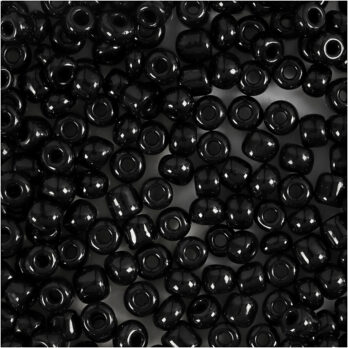 Seed Beads, dia. 4 mm, suurus 6/0, augu suurus 0,9-1,2 mm, must, 25 g/ 1 pakk