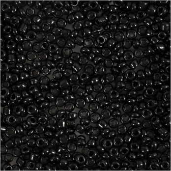 Seed Beads, dia. 2 mm, suurus 12/0, augu suurus 0,8 mm, must, 25 g / 1 pakk