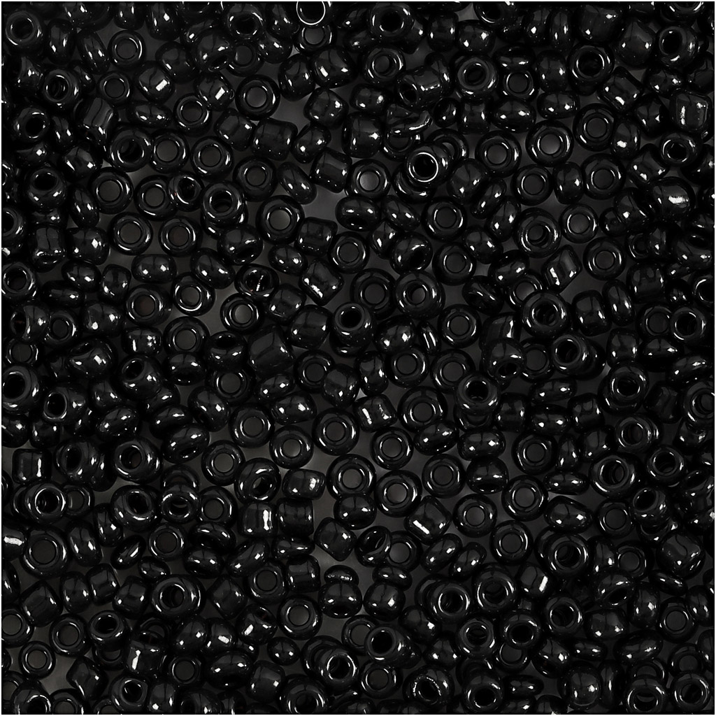 Seed Beads, dia. 2 mm, suurus 12/0, augu suurus 0,8 mm, must, 25 g / 1 pakk - Image 3