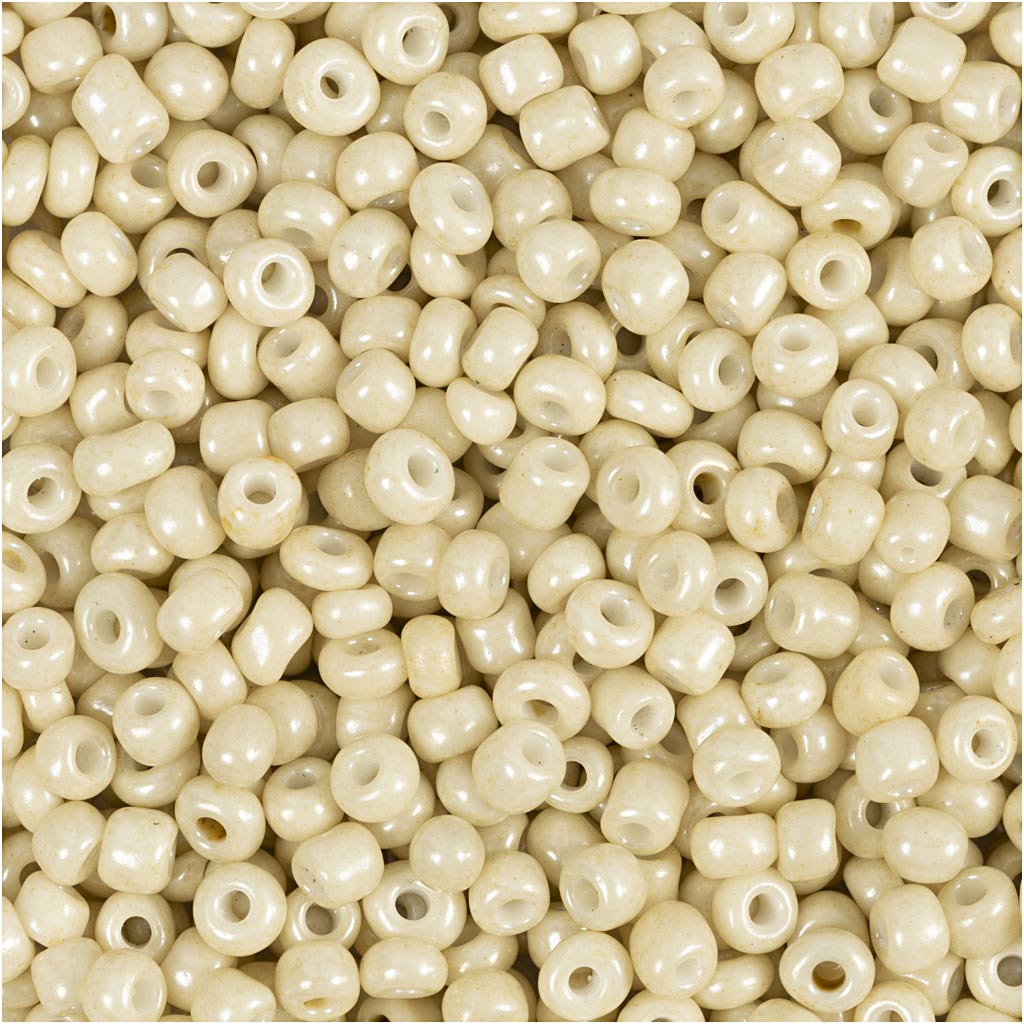 Seed Beads, dia. 3 mm, suurus 8/0, augu suurus 0,6-1,0 mm, naturaalvalge, 25 g / 1 pakk