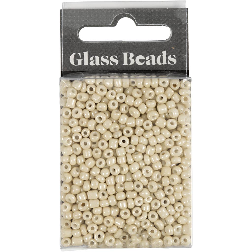 Seed Beads, dia. 3 mm, suurus 8/0, augu suurus 0,6-1,0 mm, naturaalvalge, 25 g / 1 pakk - Image 2